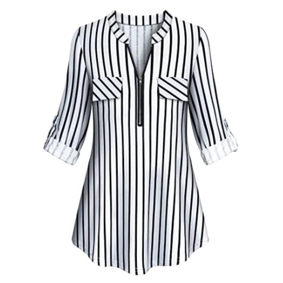 Tanst Sky Womens Casual Long Sleeve Zipped V Neck - Picture 1 of 2